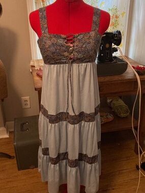 Vintage Blue 60s/70s Bohemian Dress